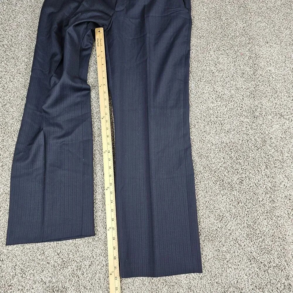 Banana Republic Pants Men 36x32 Navy Blue Wool Stripes Flat Front Trouser Slacks